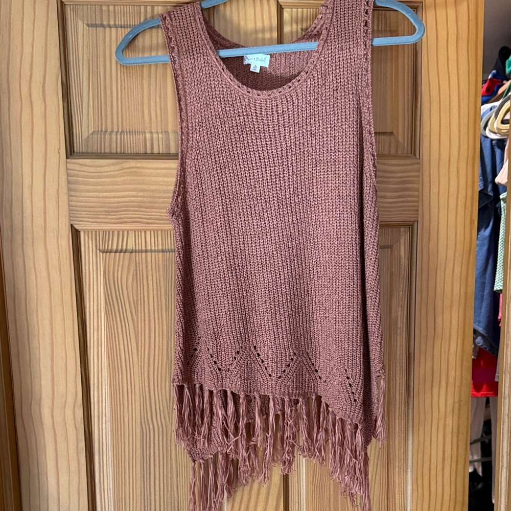 Hem & Thread Brown Fringe Tank Top